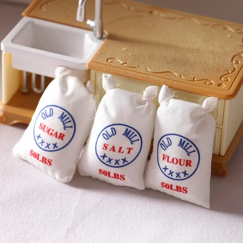 Mini Baby Kitchen Toys Salt Miniature Items Sugar Flour Sack Towel Dollhouse 1/12 BJD Dolls House Accessories Cook Pretend Play