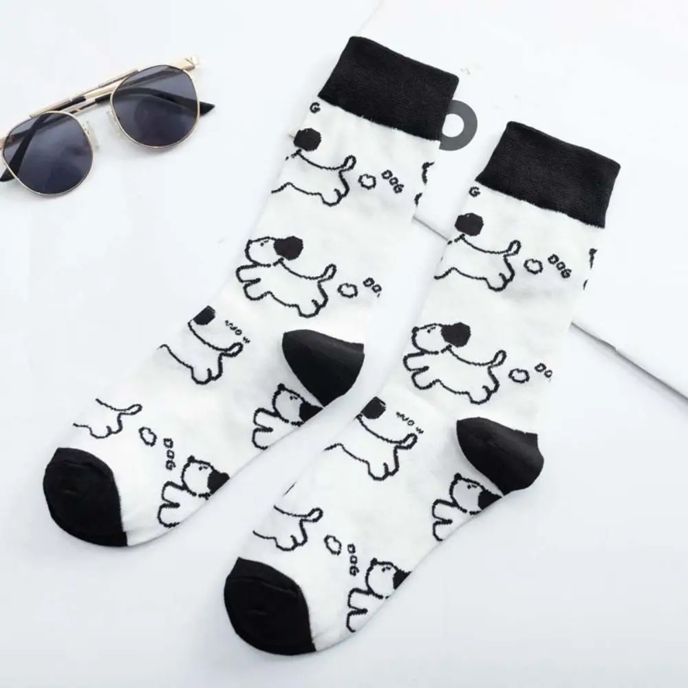 Fashion Patchwork Girls Jacquard Socks Dog Korean Ins Cartoon Socks Women Hosiery Warm Mid Tube Socks Party