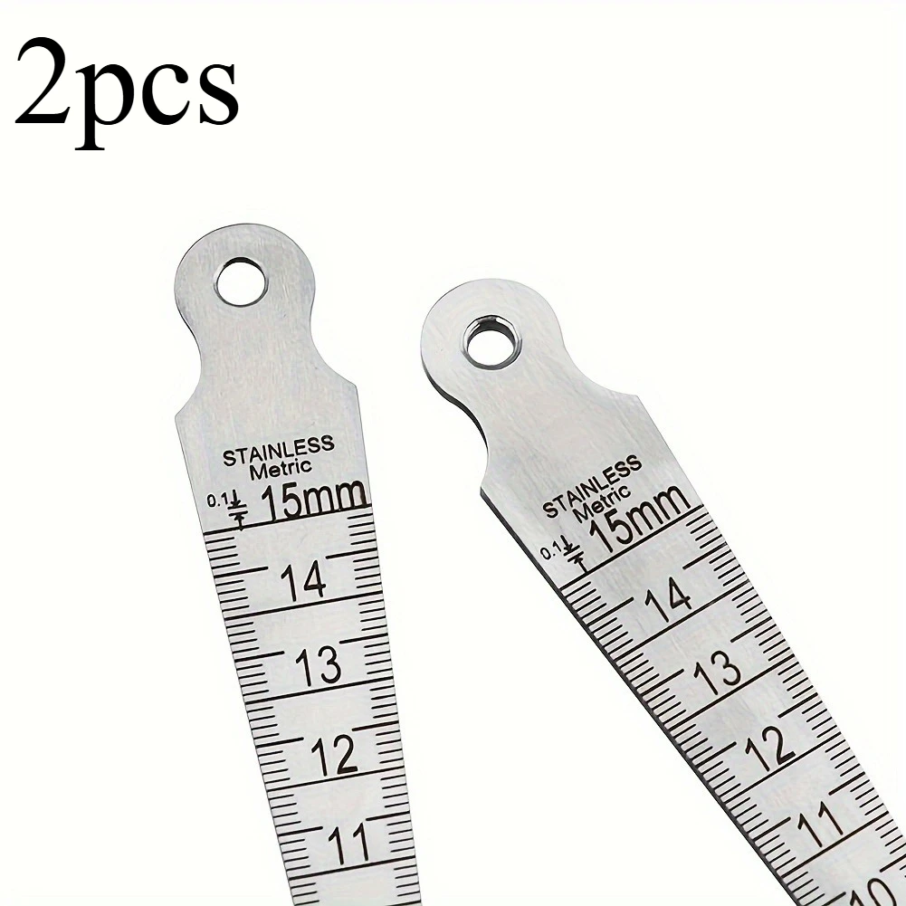2pcs Stainless Steel Wedge Plug Gauge with Double Scale Metric and Imperial Aperture Gauge and Taper Gauge 1-15mm