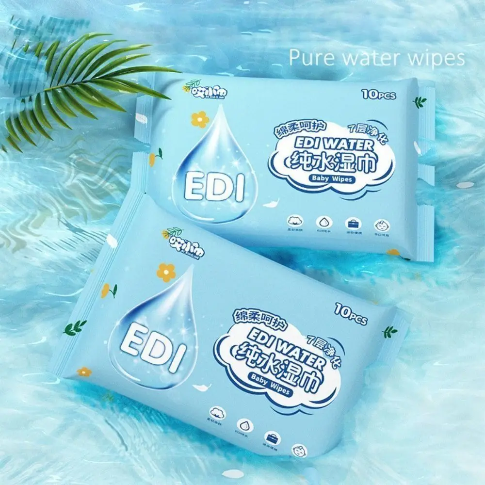 10Pcs/Pack New Spunlace Nonwoven Fabric Baby Wipes Portable EDI Pure Water Water Tissue Disposable Extractable Wet Wipes