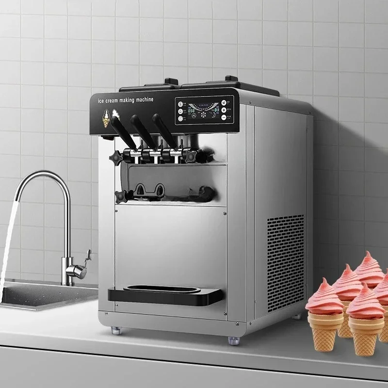 

Ice Cream Machine Commercial 1500W 3 Flavors LCD Panel Color Soft Ice Cream Mixer Desktop Ice Cream Machine
