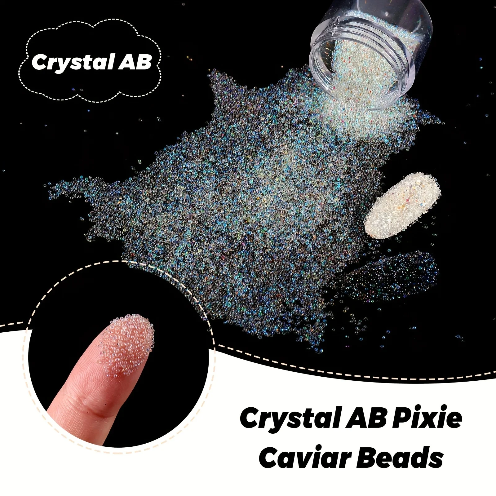 10000pcs Caviar Beads For Nails Decor, Micro Pixie Beads, 20g/0.71oz Glass Bubble Beads, Iridescent Water Droplets Bubble Beads