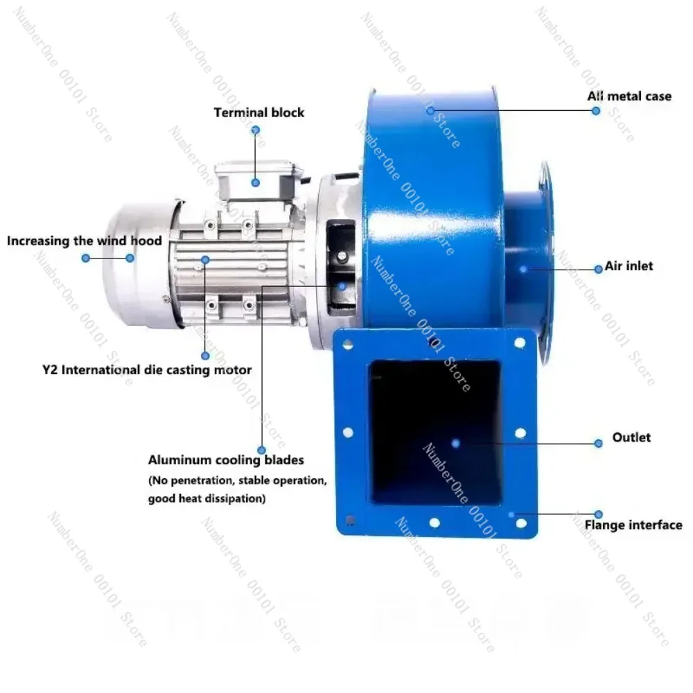 60-250W Small Induced Draft Fan High Temperature Resistance  Power Centrifugal  Industrial Smoke Exhaust Suction 220V