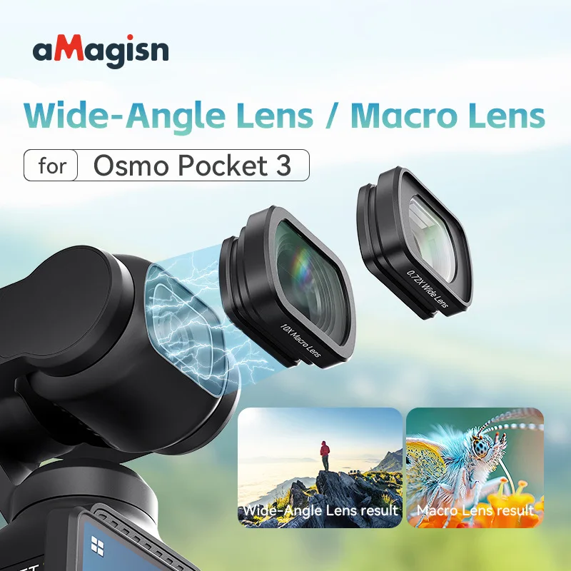 

Magnetic Lens Filter Kit for DJI Osmo Pocket 3 Macro / Wide-Angle Lens 112° FOV HD Optical Glass Photography Camera Accessories