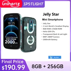 Unihertz Jelly Star Mini Smartphone 8Gb 256Gb Led Licht Ontgrendeld Transparante Backshell Mobiele Telefoons Voor Reserve Telefoon