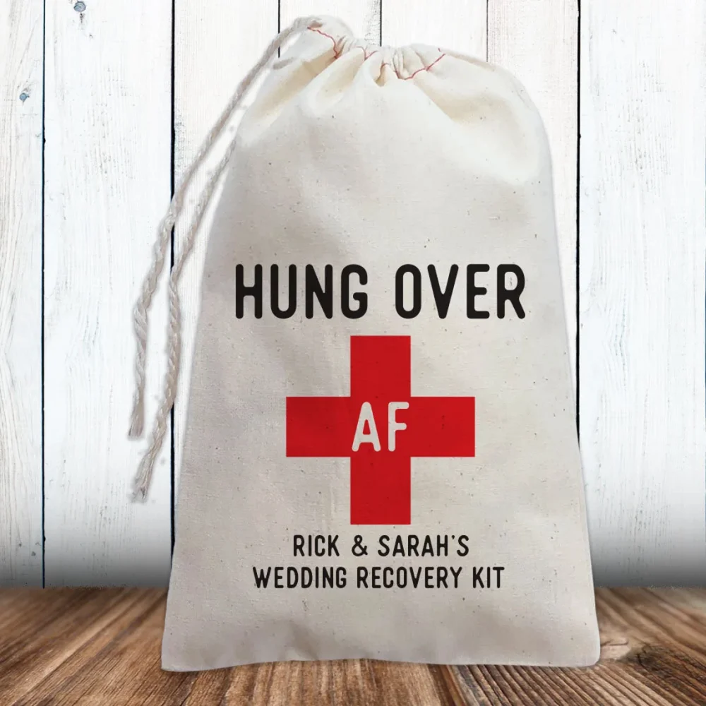 Custom Hangover Kit Bag, Hungover AF, Funny Bachelorette Party Favor Bags, Bachelor Party Favors, Gift Bag, Wedding Favors