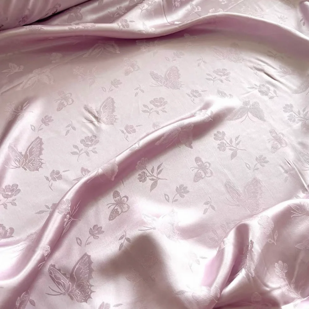 تصميم الفراشة الملكية، طراز أنيق، مادة ملمس ناعمة ومريحة، قماش جاكار حريري للنساء، بيجامة من القماش اللطيف