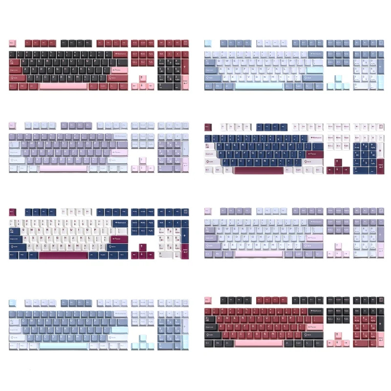  126 Keys PBT Cherry Profile Keycaps for Gaming Mechanical Keyboard MX Switches, ISO Layout Minimalist Key Caps for GMK87 AULA 75 