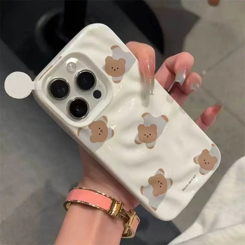 

Phone Case For iPhone 11 12 13 14 15 16 17 Pro Max Plus Air INS Korea Cute Multiple Little Bears Shockproof Soft Silicone Cover