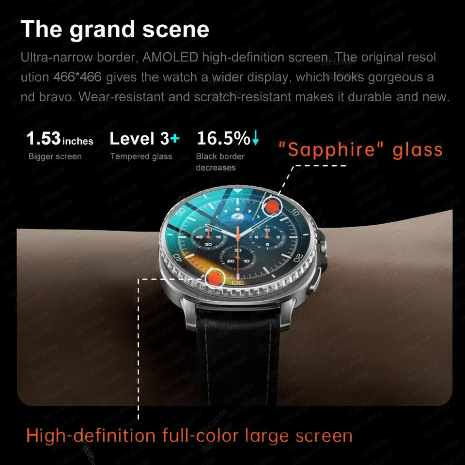 NEW GPS Compass NFC Sports SmartWatch 1.43'' Amorel Rotating Dial BT Call 3ATM Waterproof Newly Upgraded Smart Watches For Men