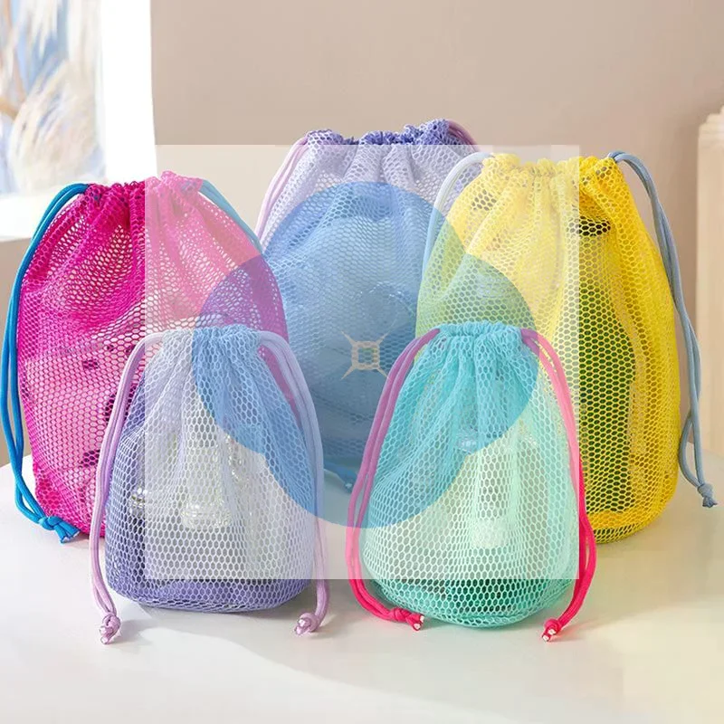 1Pcs Nylon Mesh Drawstring Storage Pouch Multi-Purpose Travel Bag For Digital Products Makeup Cosmetic Organizer Outdoor