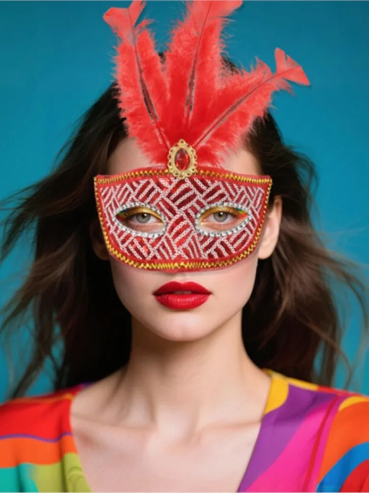 

Eye Mask Sexy Feather Water Diamond Tassel Venetian Masquerade Ball Halloween Party Fancy Dress Costume Props Lady Face Mask