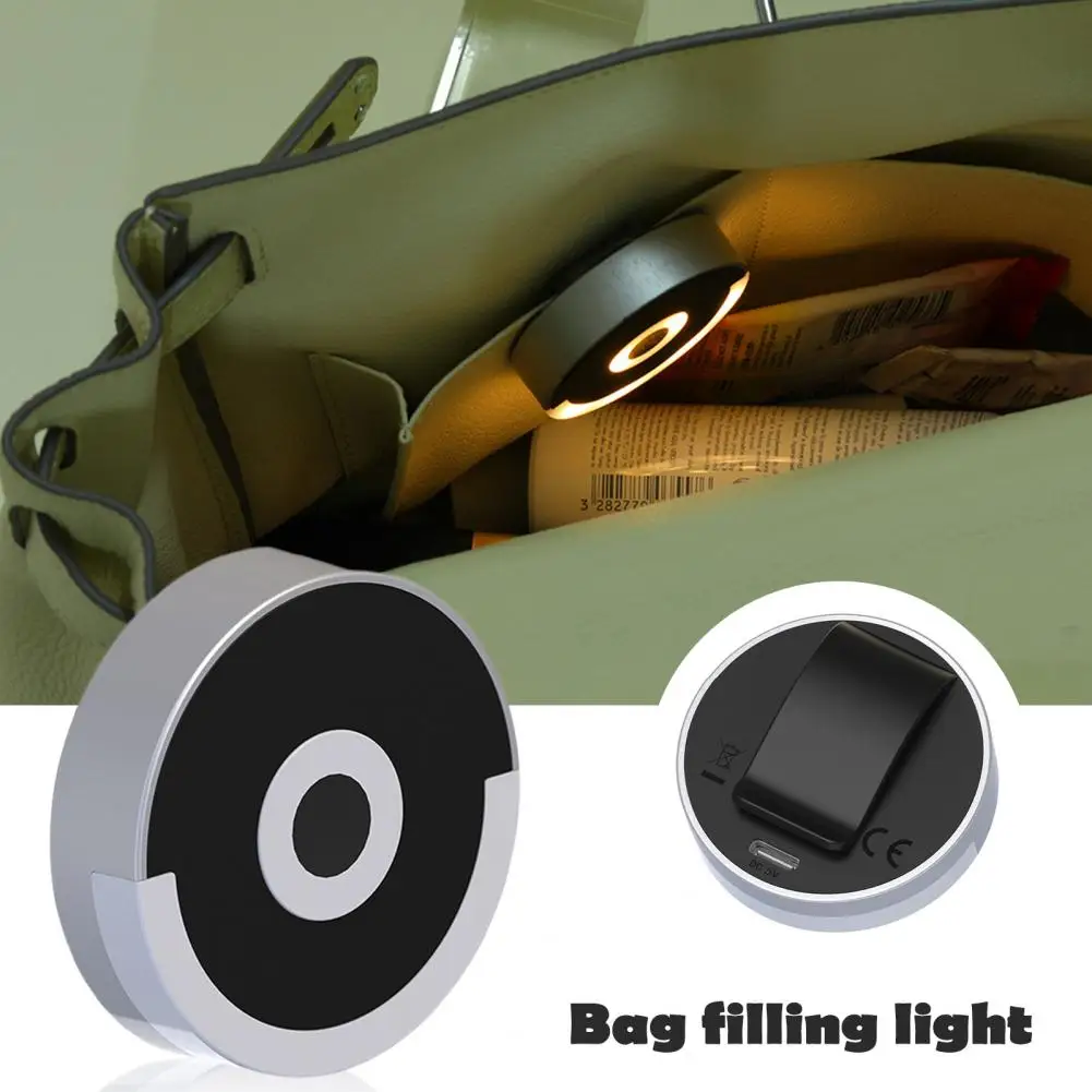 

Fill Light Rechargeable Purse Lights for Women's Handbags Super Bright Clip-on Flashlight for Tote Bags Flicker Free Lighting