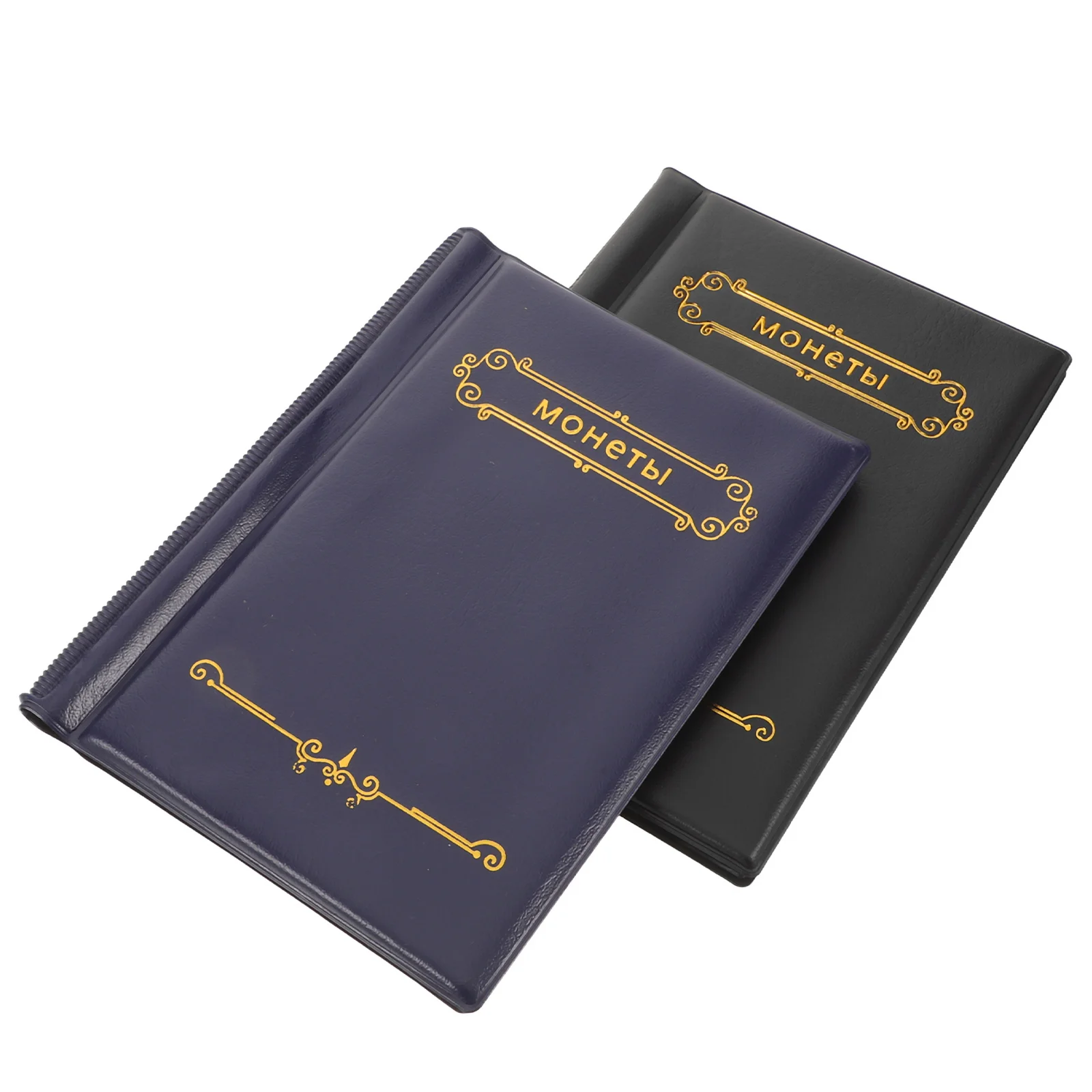 2 Buah Album Koleksi Koin Sampul PU 120 Kantong Buku Organizer Tempat Koin Transparan untuk Penyimpanan dan Pajangan Kolektor