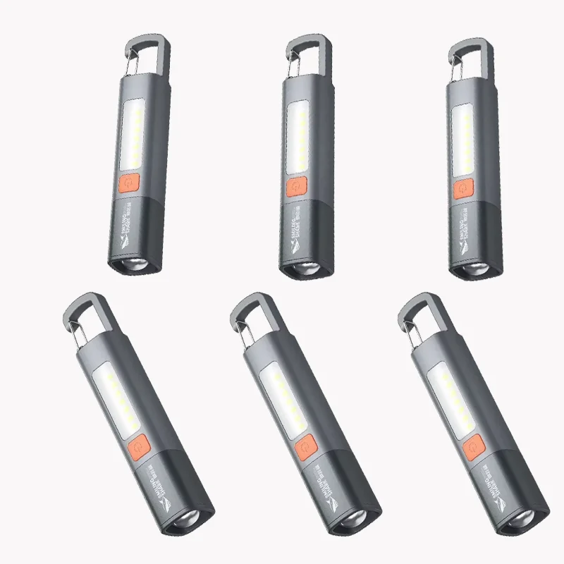 Mini LED Torch Light XPE COB Side Light Protable Flashlight with Hook Camping Light USB Rechargeable Zoomable Waterproof