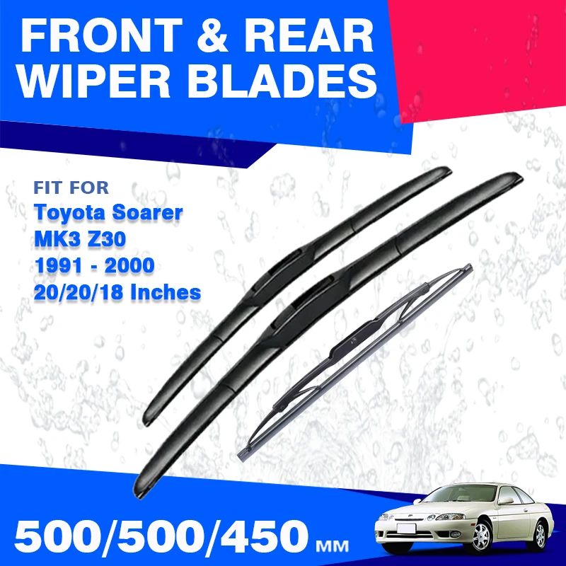 Front Rear Wiper Blades For Toyota Soarer Z20 JZZ30 JZZ31 1991 - 2000 Window Windshield Windscreen Brush Accessories Parts 1992