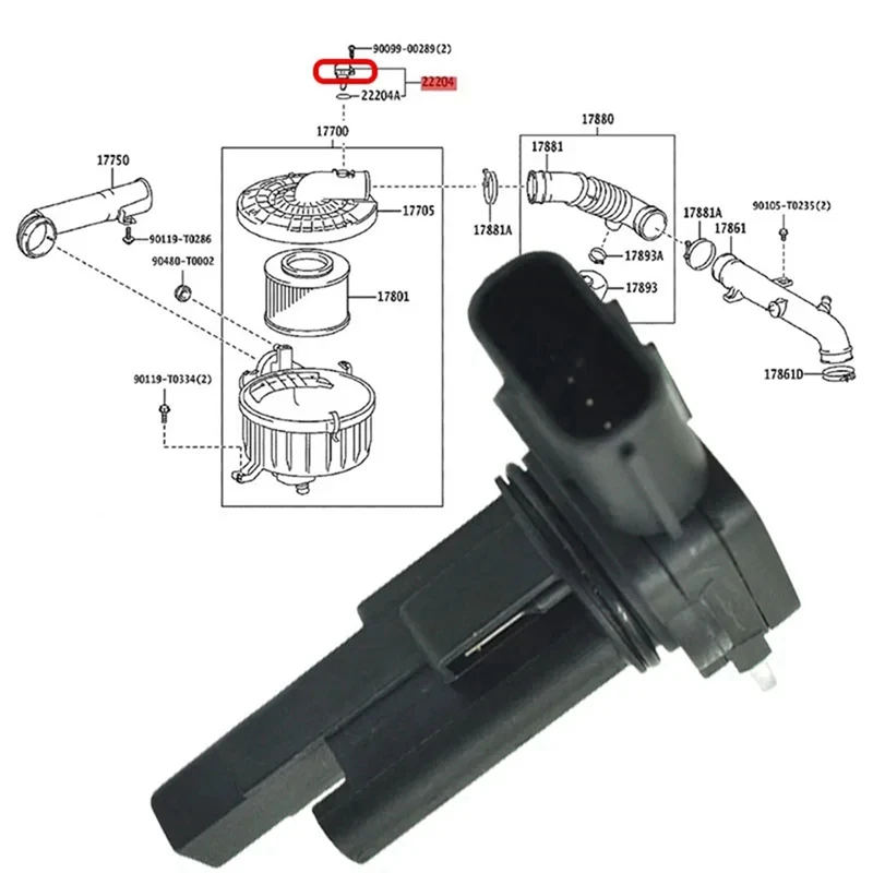 Car Mass Air Flow Meter 22204-30020 2220430020 197400-5270 197400-5090 For Toyota Hiace Hilux Land Cruiser Dyna Coaster