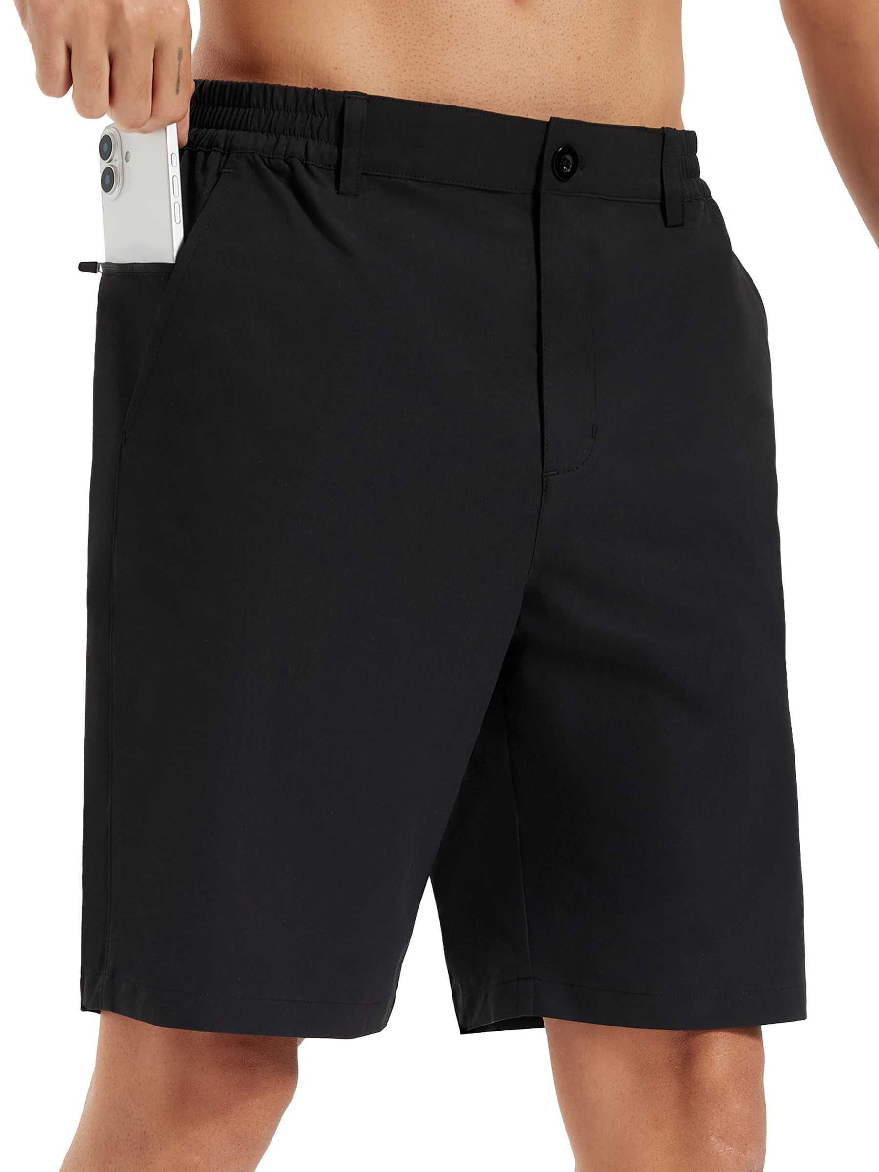 Sommer Herren Freizeitshorts Business- & Golf-Hosen, Atmungsaktive Relaxed-Fit-Shorts mit Schnellverschluss-Taschen – Detail 22