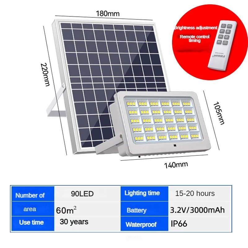 Imagem -03 - Holofote à Luz Solar à Prova Dágua 65 Luzes Solares de Led Super Brilho 1500 lm 12w sem Fio Ambientes Externos Jardim com Controle Remoto