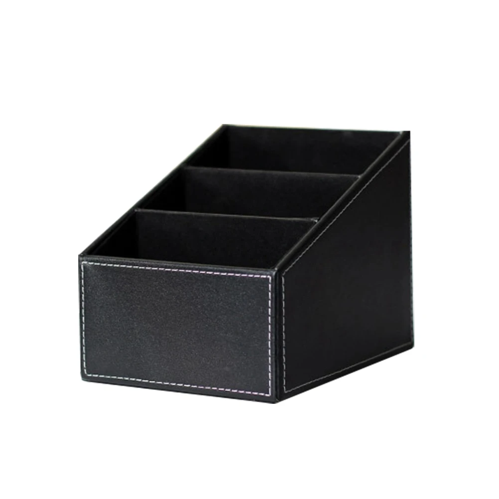 

Pu Remote Organizer Storage Box For Living Room Office Salon Desk Stationery Makeup Holder Black