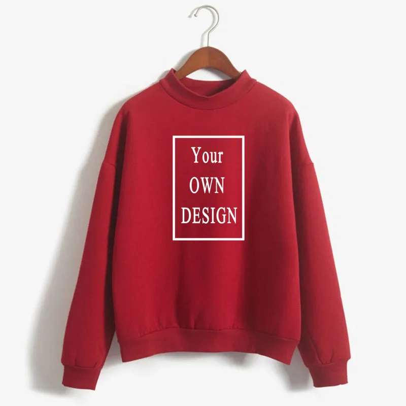 Your OWN Design Brand Logo/Picture Custom print women Oneck Knitted Pullovers Thick Autumn Winter Candy Color Loose DIY Hoodies