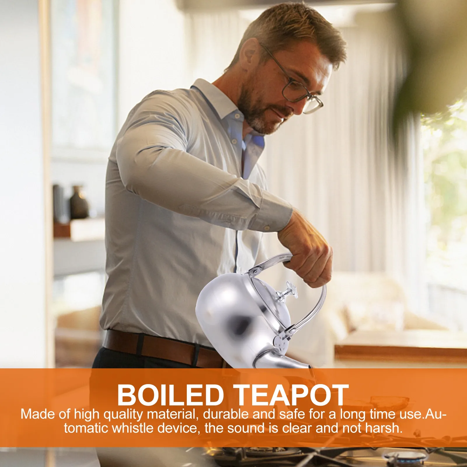 Stainless Steel Tea Kettle, Heavy-Duty Electric Water Kettle for Home Kitchen, Fast Boil & Safe Thermal Conductivity