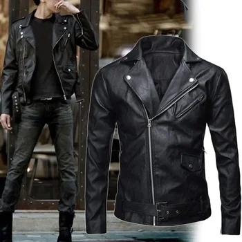 Men Leather Jacket Slim Fit Motorcycle Jacket Zipper Casual Coat Spring Autumn Winter 5 Men Leather Jacket Slim Fit Motorcycle Jacket Zipper Casual Coat Spring Autumn Winter 5