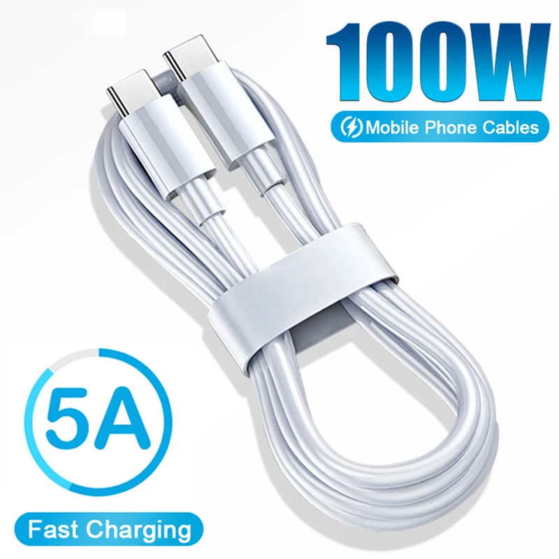 PD100W 5A USB C To USB Type C Cable Fast Charging Phone Charger Type-C Data Cord For  Xiaomi POCO X3 M3 Samsung Macbook iPad