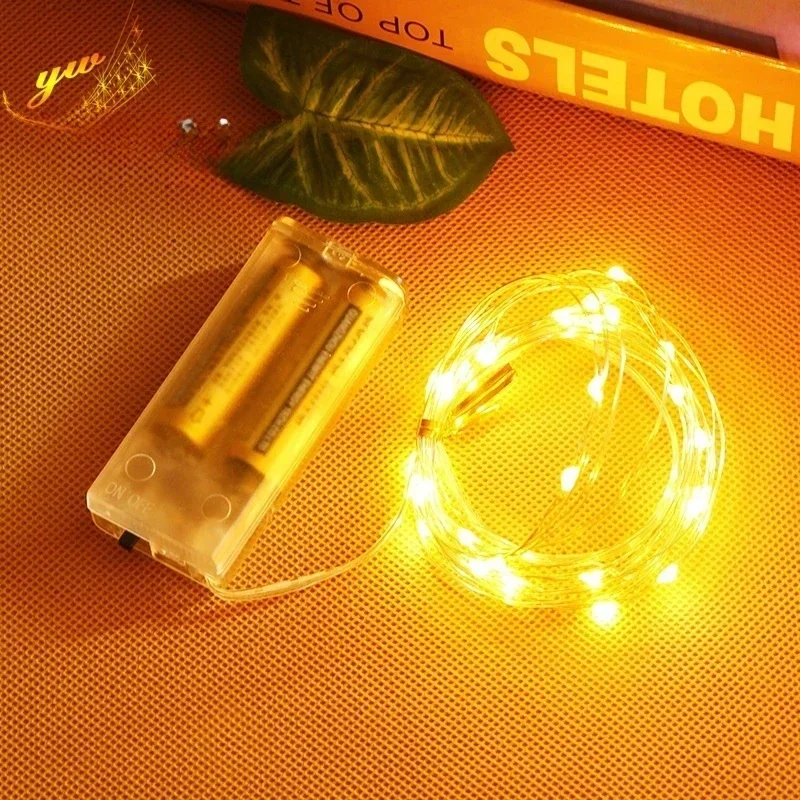 Indoor Battery Powered Copper Wire Fairy Lights - Steady Glow Mini LED String for Bedroom Table Garland Christmas Party Home Dec
