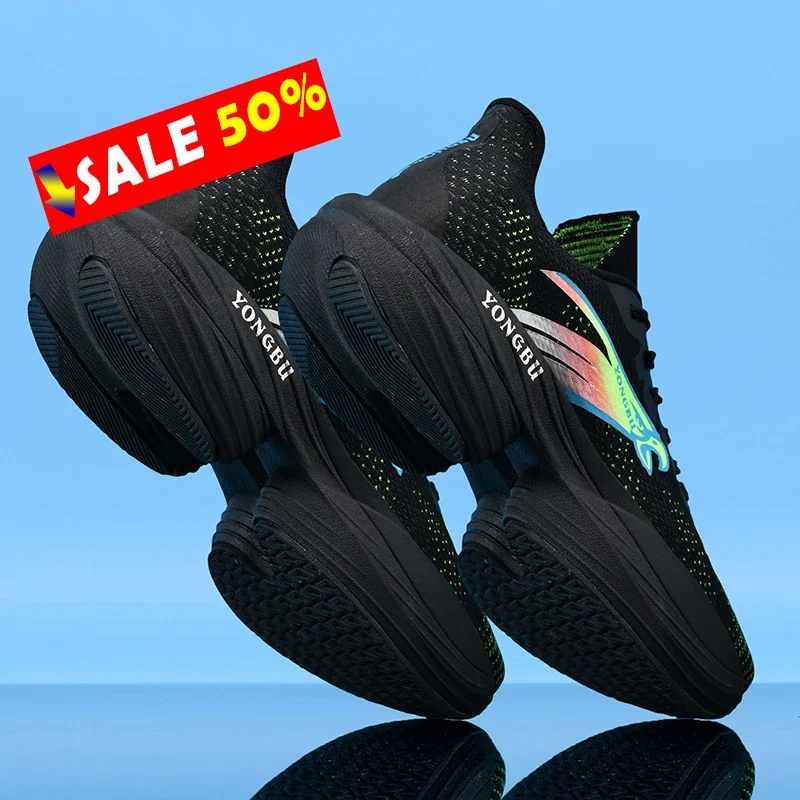 New 2025 Marathon Carbon plate Men Sports Running Shoes Breathable Lightweight Women Comfortable Athletic Nonskid Sneakers