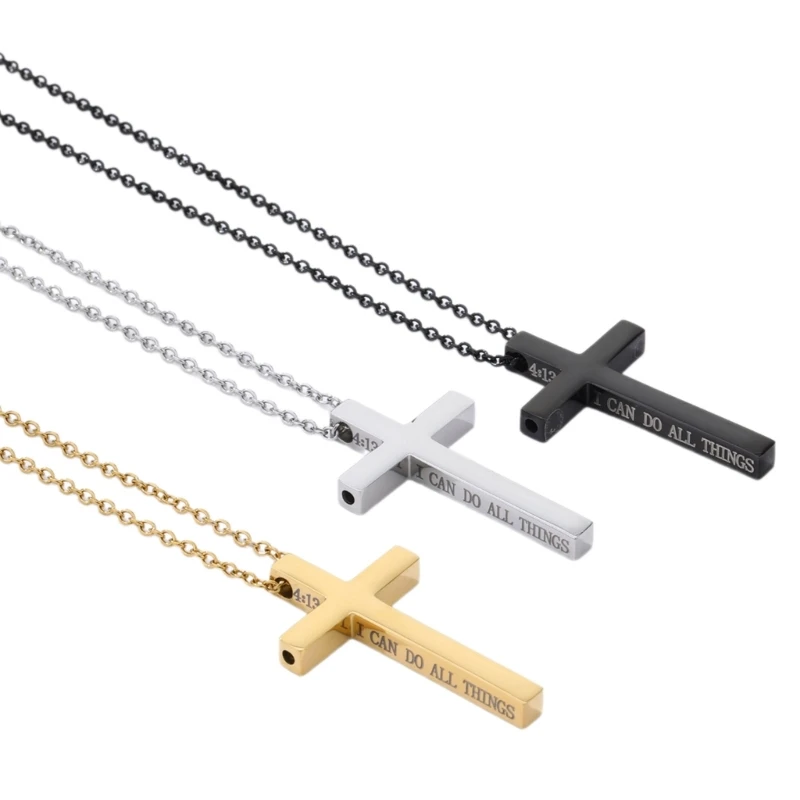 3pcs Adjustable Chain Pendant Necklace Stainless Steel Necklaces For Christian Faith And Mindfulness