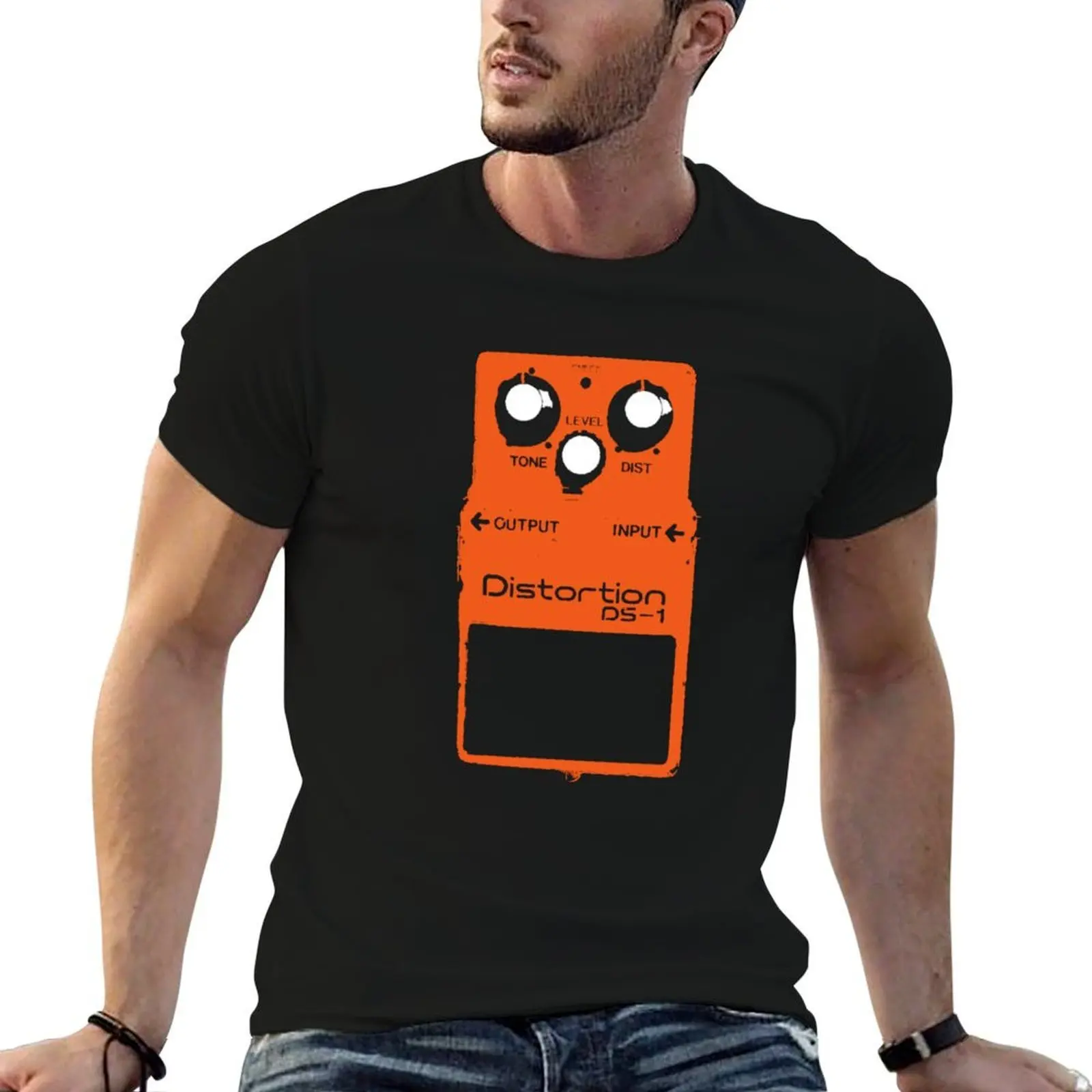 Boss DS-1 Pedal de distorsión-Grunge Rock-Camiseta de guitarra, camisetas ajustadas para hombre, paquete de camiseta blanca