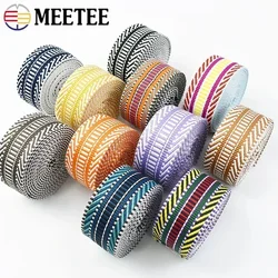 3/5/8/10Meters Meetee 3/2'' 38mm Polyester Cotton Jacquard Webbing Tapes Bag Strap Belt Lace Ribbons Garment Sewing Decoration