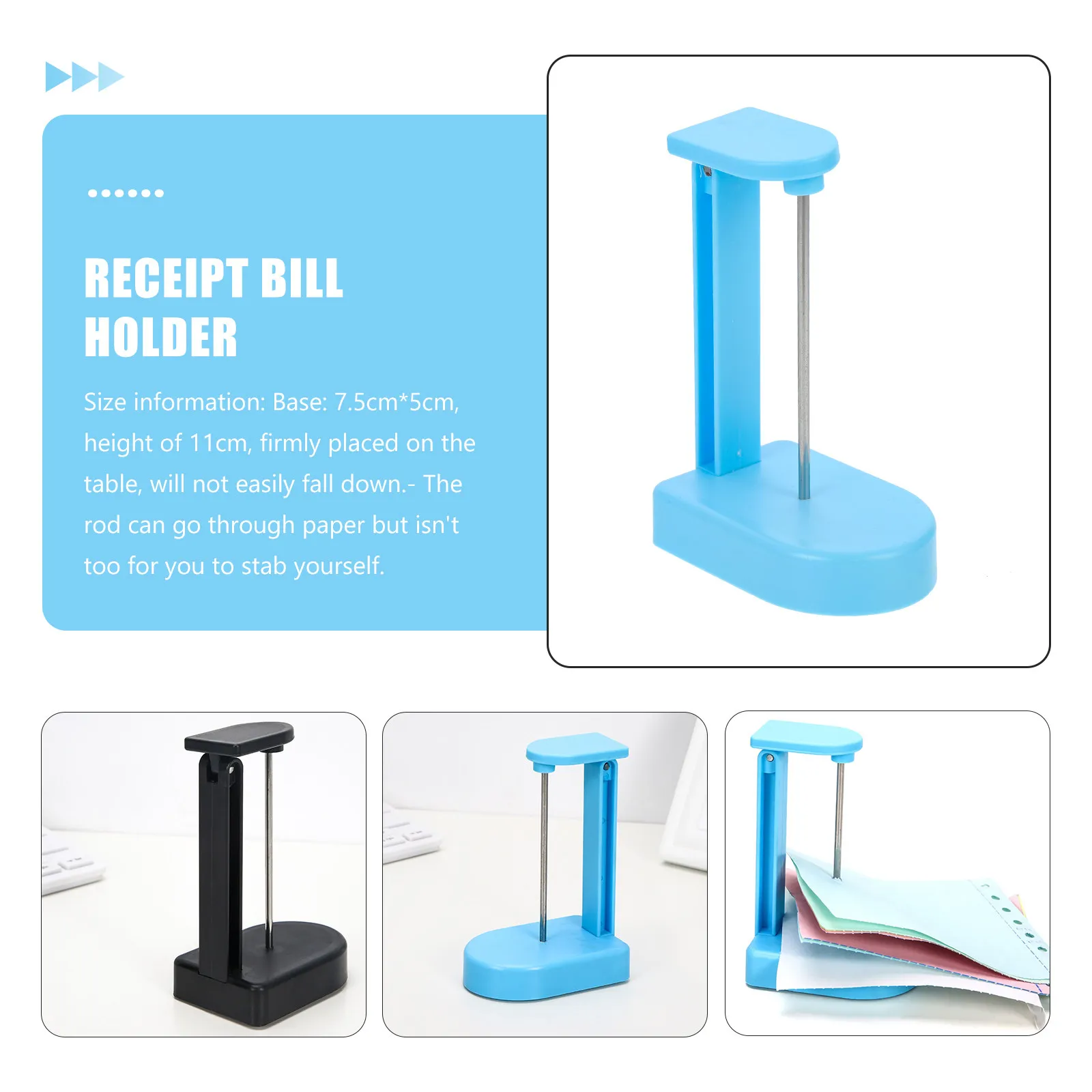 2Pcs Receipt Holder Check Spike Stand Desktop Bill Holder Paper Memo Organizer for Office Restaurant Kitchen Note Storage
