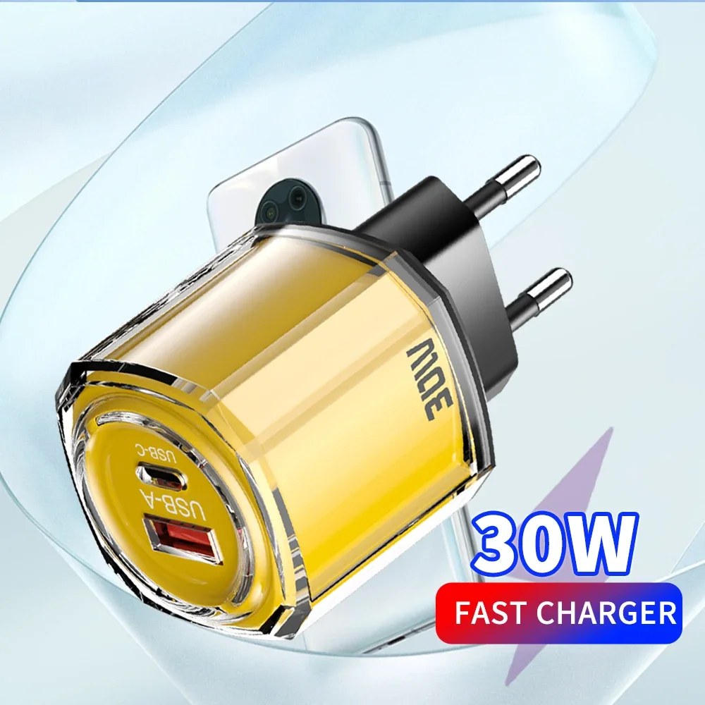 30W Type C Charger PD Fast Charging Phone Charger Power Adapter For iPhone Samsung Xiaomi EU/US Plug Quick Charge Travel Charger