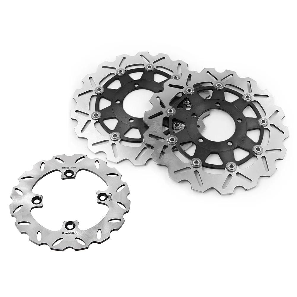 3Pcs Motorcycle Front Rear Brake Disk Rotors For Kawasaki ZX6R ZX6RR ER6F ER6N Z1000SX ZX1000 ZX10R