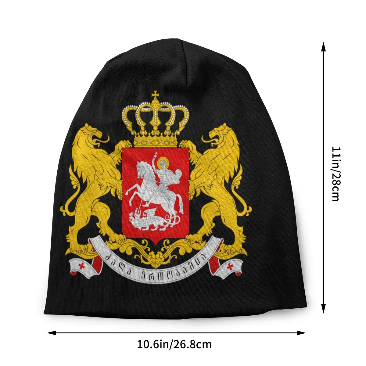 Custom Georgian Coat Of Arms Hip Hop Beanies Caps Unisex Bonnet Winter Warm Knit Hat Adult Georgia Pride Beanie Hats Ski Cap