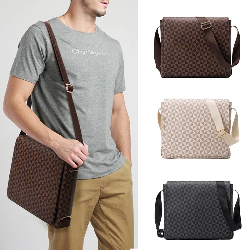 2026 Fashion Men's Crossbody Bag Casual Laptop Briefcase Printed Business Bag Flip Cover Single Shoulder Bag luxury bags designe
