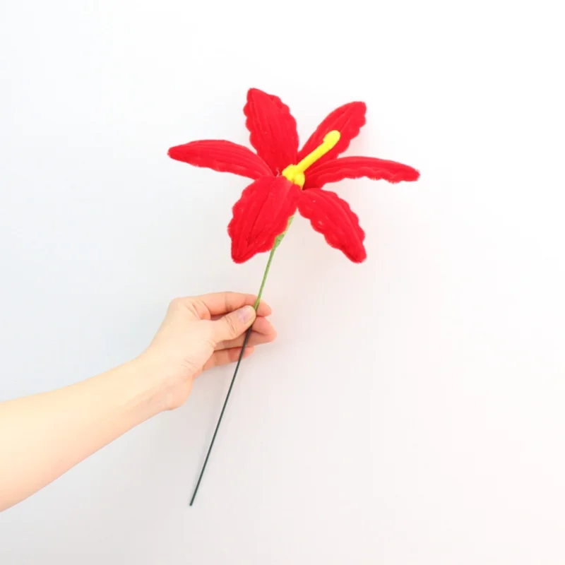 5 pcs / lot DIY handmade pipe cleaners Lily flower bouquet finished Handmade Christmas‘ Day Gifts Home Direction Red