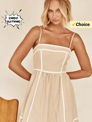 2024 Summer Fashion New Bohemian Elegant Women's Solid Color Long Dress with Hanging Straps Sexy Holiday Style Medium Long Dress