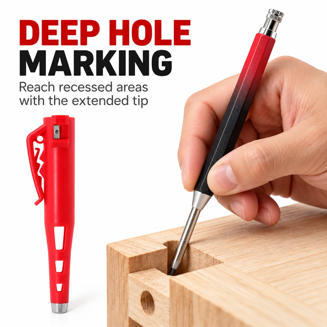 3Pcs/Set 2.8mm Woodworking Carpenter Mechanical Pencil Set with Built-in Sharpener, for Construction Engineering Wood Marking