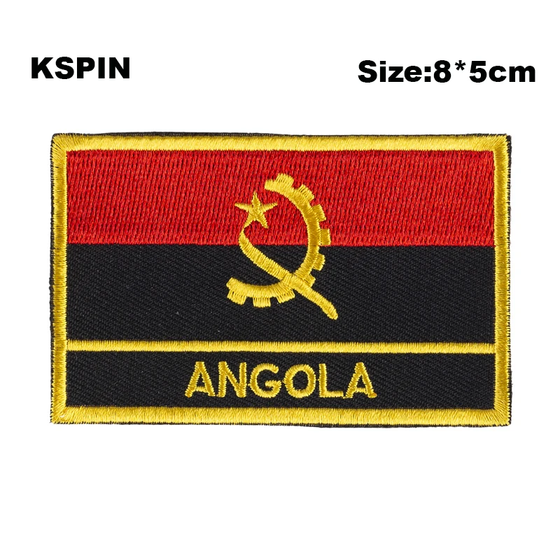 Angola Flag Embroidery Patches Iron on Saw on Transfer patches Sewing Applications for Clothes in Home&Garden