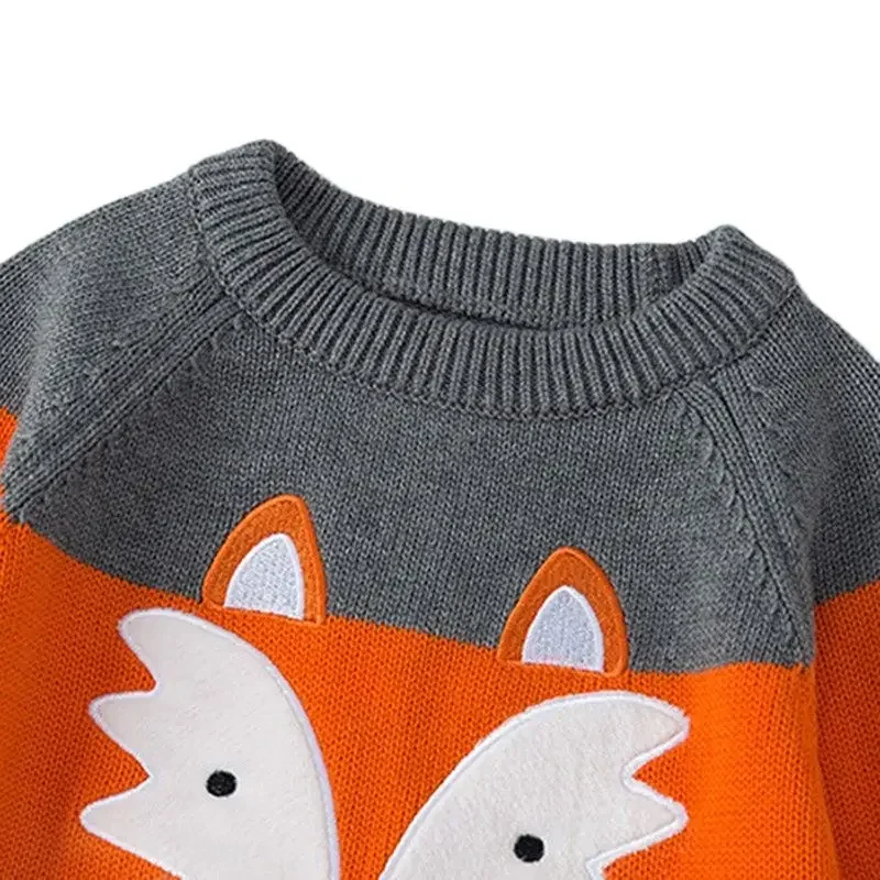 Autumn Boys Sweaters Cartoon Girls Baby Winter Knitted Sweater Cotton Baby Pullover Soft O-Neck Turtleneck Warm Outerwear Tops