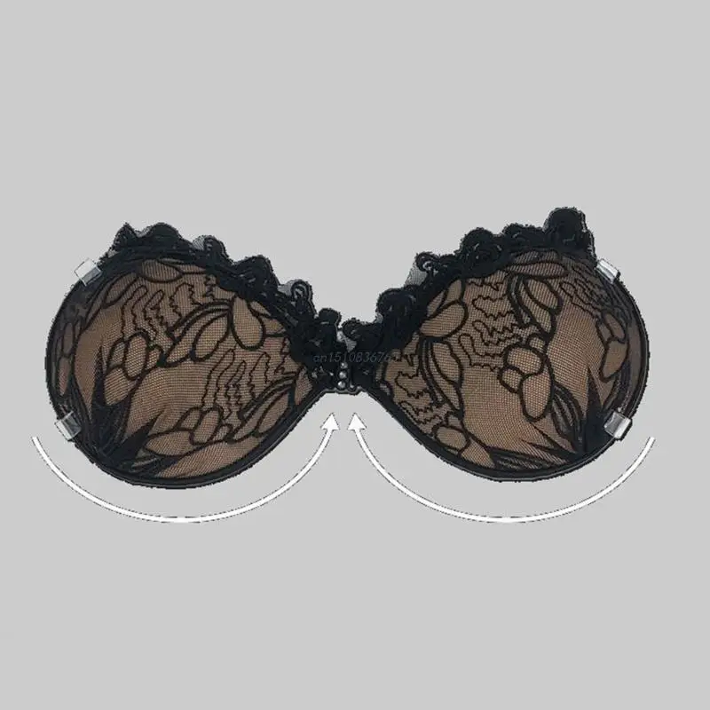 Women Reusable Adhesive Silicone Nipple Covers with Front Clip Breast Lift Push Up Strapless Backless Sticky Lace Bras