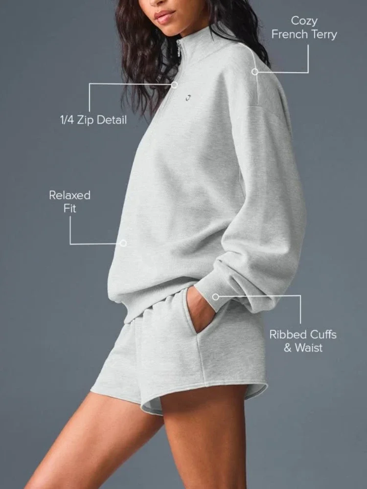 طويلة الأكمام أغطية رأس بسحاب المرأة الصلبة رمادي بلوزات الترفيه الأعلى الرياضة الوقوف طوق البلوز اللياقة البدنية معطف فضفاض الخريف #6