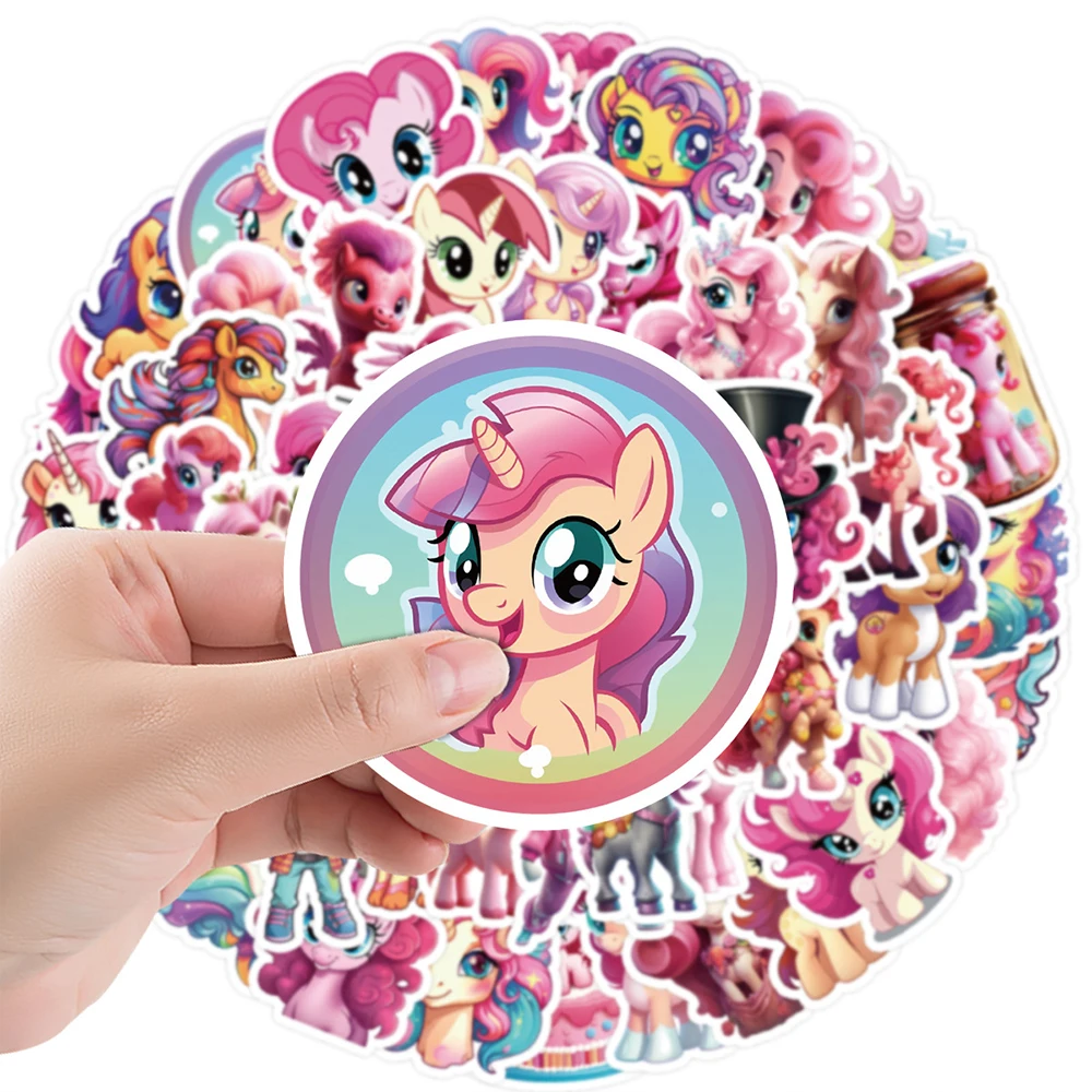 10/30/50PCS Nordic Style Pink Cartoon Cute Pony Sticker Graffiti DIY Phone Laptop Luggage Waterproof Decal Sticker Kids Toy