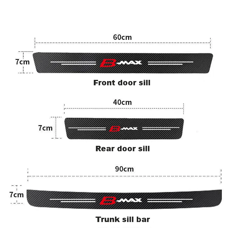 Auto Carbon Fiber Decals Stickers Car Door Threshold Scuff Plate For Ford BMAX B MAX CMAX C-MAX SMAX S-MAX Accessories