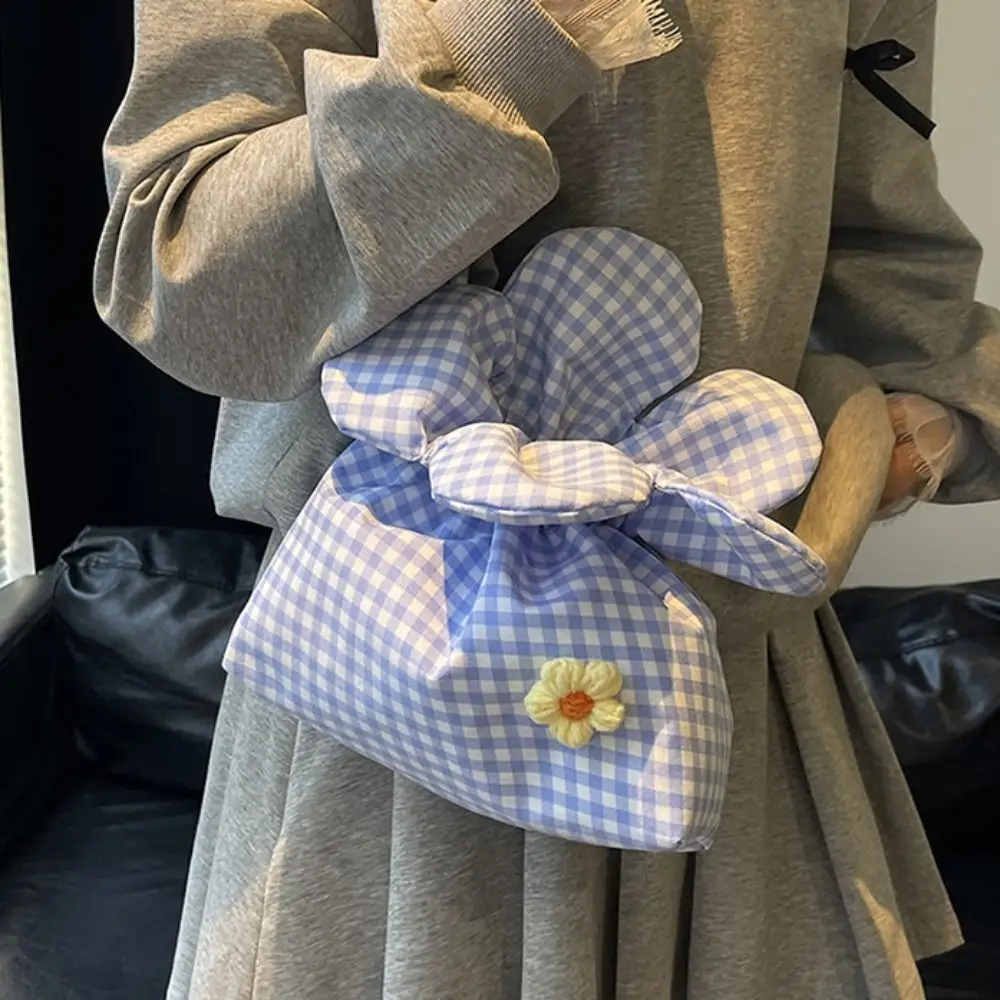 

Lightweight Korean Style Plaid Drawstring Bag Cute Printing Small Crossbody Bag Large Capacity Portable Shoulder Bags Women