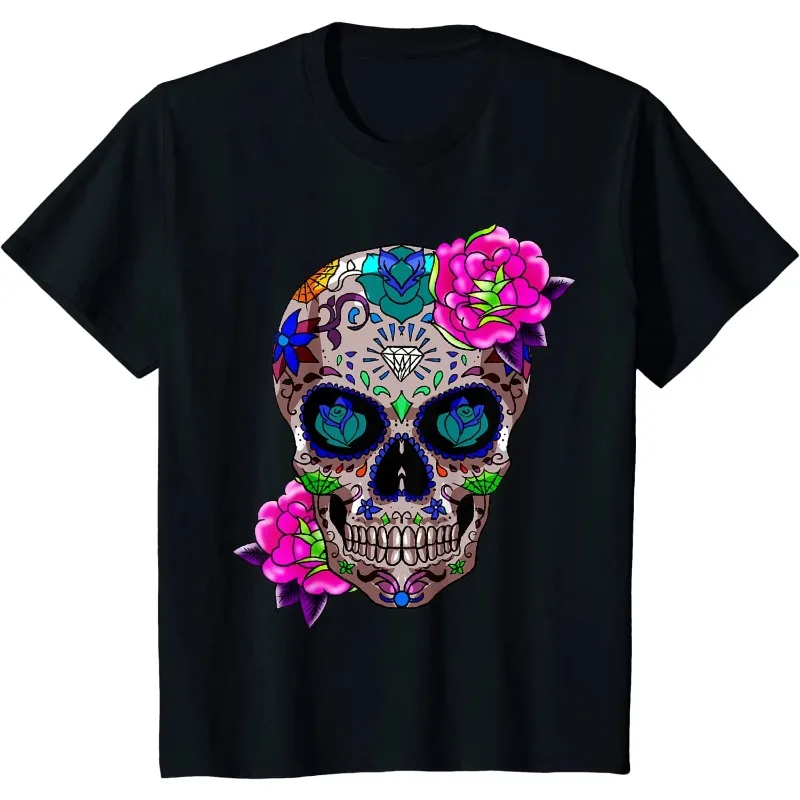 Sugar Skull Day of The Dead Cool Bone Head Skulls Gift Idea T-Shirt Fashion Cotton Casual T-shirts Men Women Clothing Streetwear