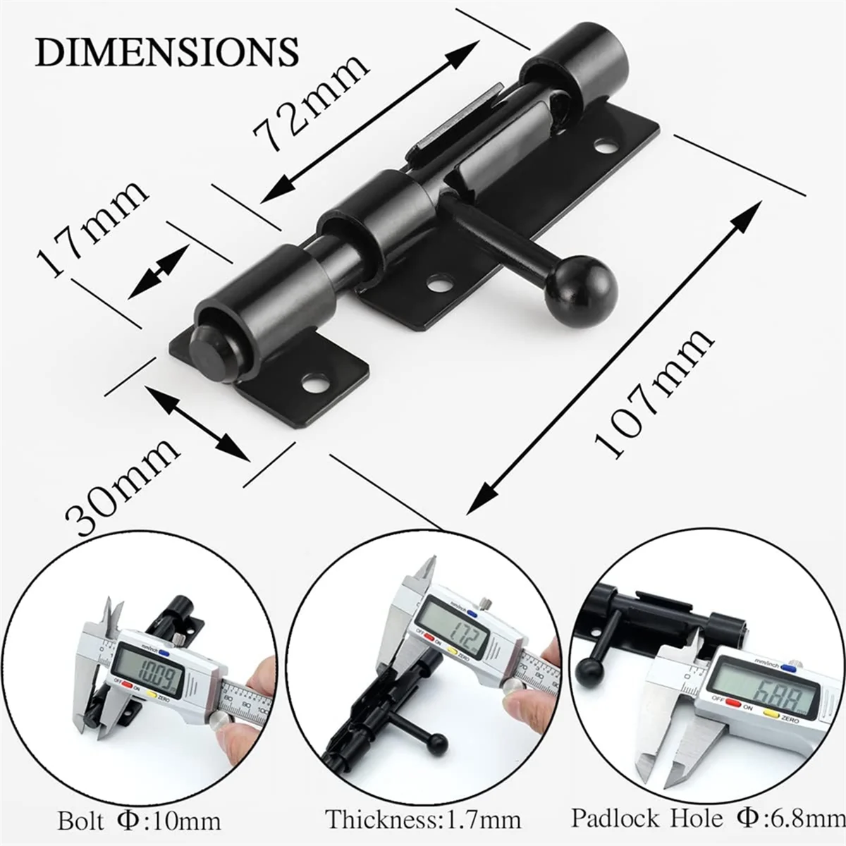 

Y31A Barrels Bolt Door Latch with Padlock Hole, 304 Stainless Steel Slide Door Lock, 4 Inch Matte Black, 2 Pack